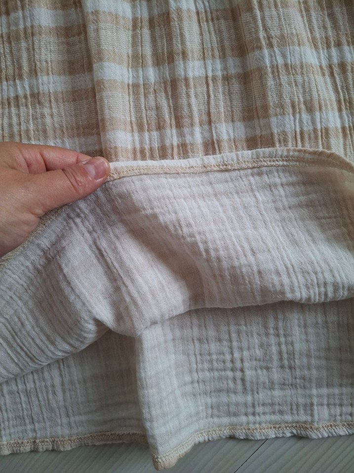 Kız Çocuk Keten Kısa Kollu Pilili Elbise - Görsel 4