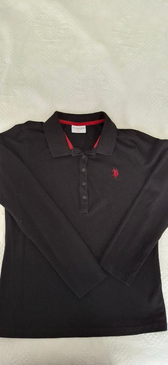 Siyah Uzun Kollu Polo Yaka Tişört - Görsel 4