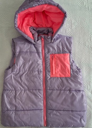 Kız Çocuk Kapüşonlu Fermuarlı Yelek - Görsel 2