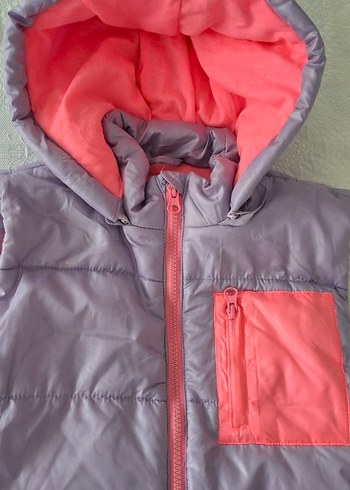 Kız Çocuk Kapüşonlu Fermuarlı Yelek - Görsel 3