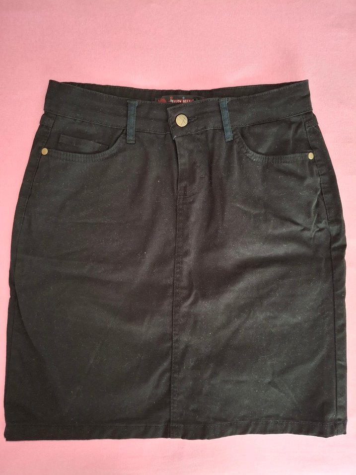 Siyah Loose Fit Midi Kot Etek - Görsel 3