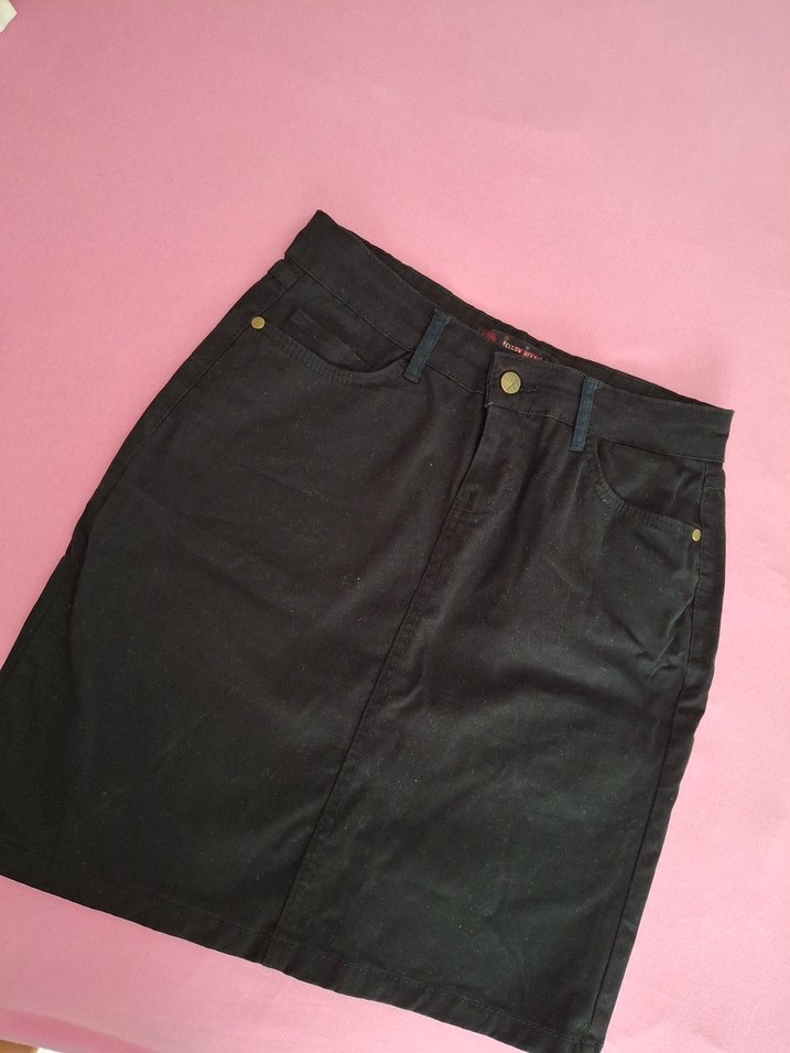 Siyah Loose Fit Midi Kot Etek - Görsel 2