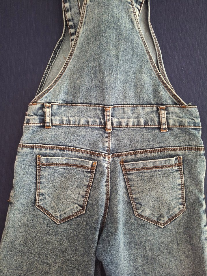 Kızlar için tokalı kot tulum - Görsel 5