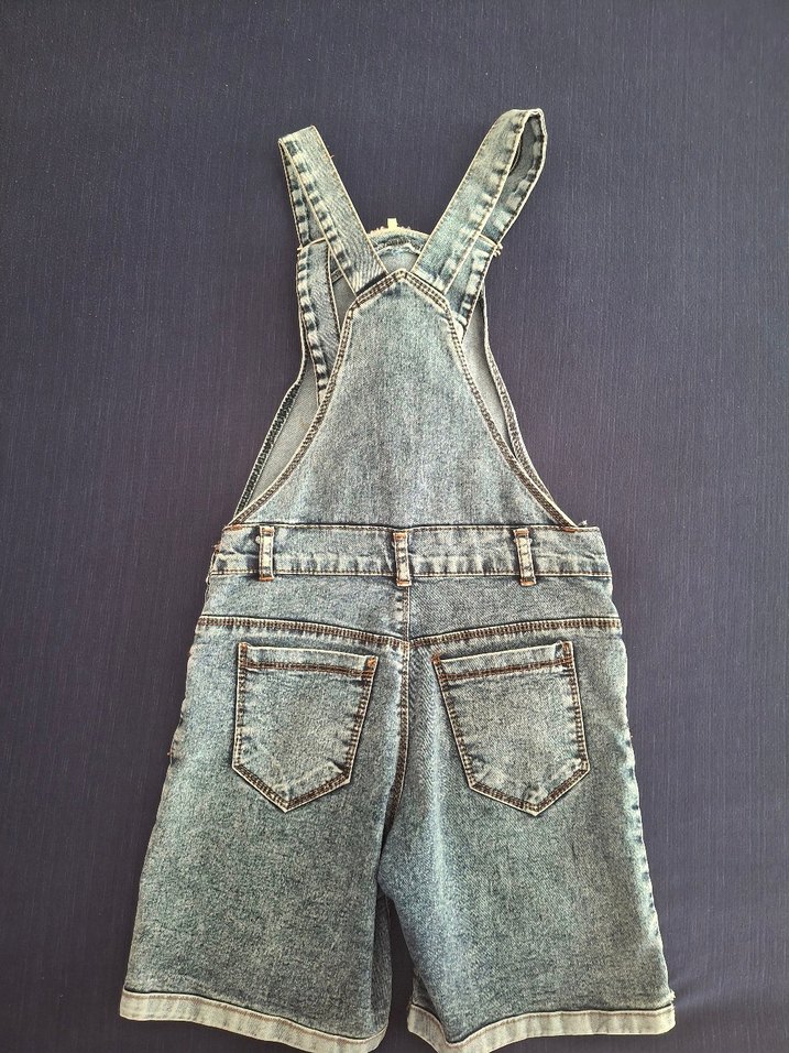 Kızlar için tokalı kot tulum - Görsel 4