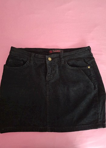 Siyah Denim Mini Etek