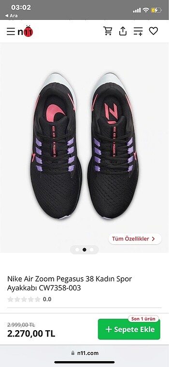 Nike nike air zoom pegasus kadin spor ayakkabi