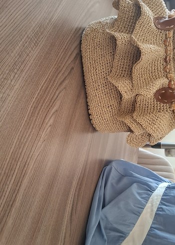 Beden camel Renk Bej Örgü Kadın Çanta Fırfır Detaylı