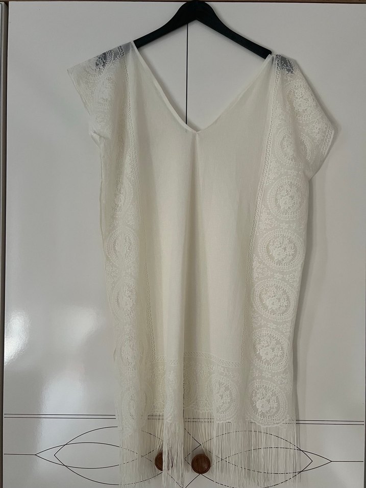 Beyaz tül plaj elbisesi - Görsel 2