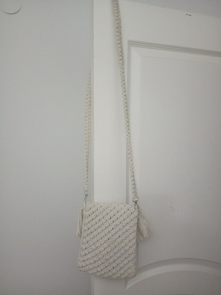 Nakışlı Püsküllü Örgü Bohem Kadın Çapraz Çanta - Görsel 2