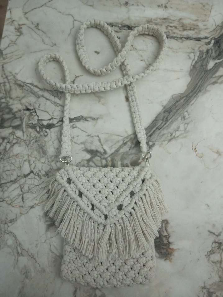 Nakışlı Püsküllü Örgü Bohem Kadın Çapraz Çanta - Görsel 3