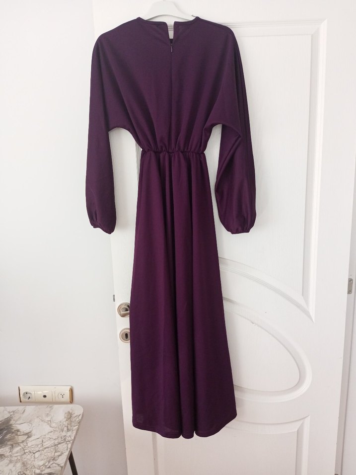 Mor Uzun Kollu Salaş Elbise - Görsel 2