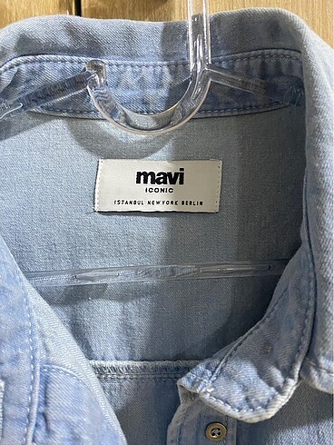 Mavi Jeans mavi crop gömlek