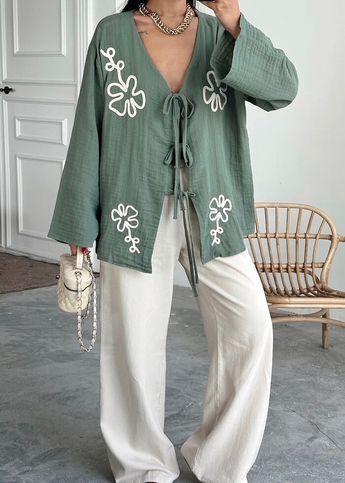 Nakışlı Kimono Takım - Görsel 3