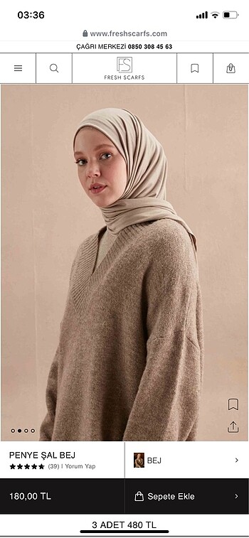 Fresh scarf Penye şal