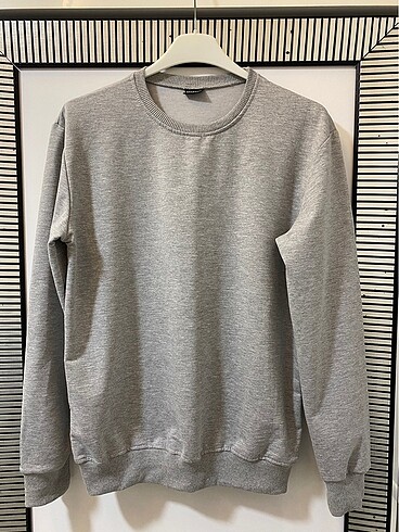 Gri Bisiklet Yaka Sweatshirt