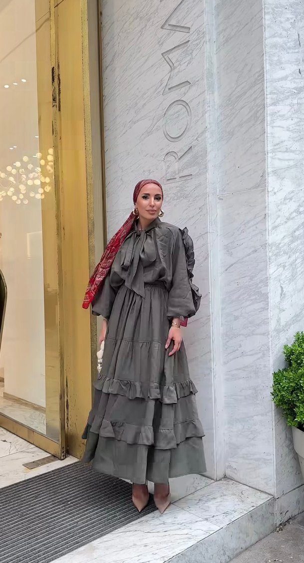 Bohem Etnik Desenli Haki Yeşil Takım - Görsel 2