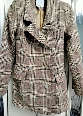 Düğmeli, Midi Boy Kadın Bej Blazer Ceket - Görsel 2