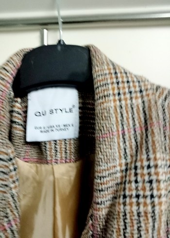 Düğmeli, Midi Boy Kadın Bej Blazer Ceket - Görsel 6