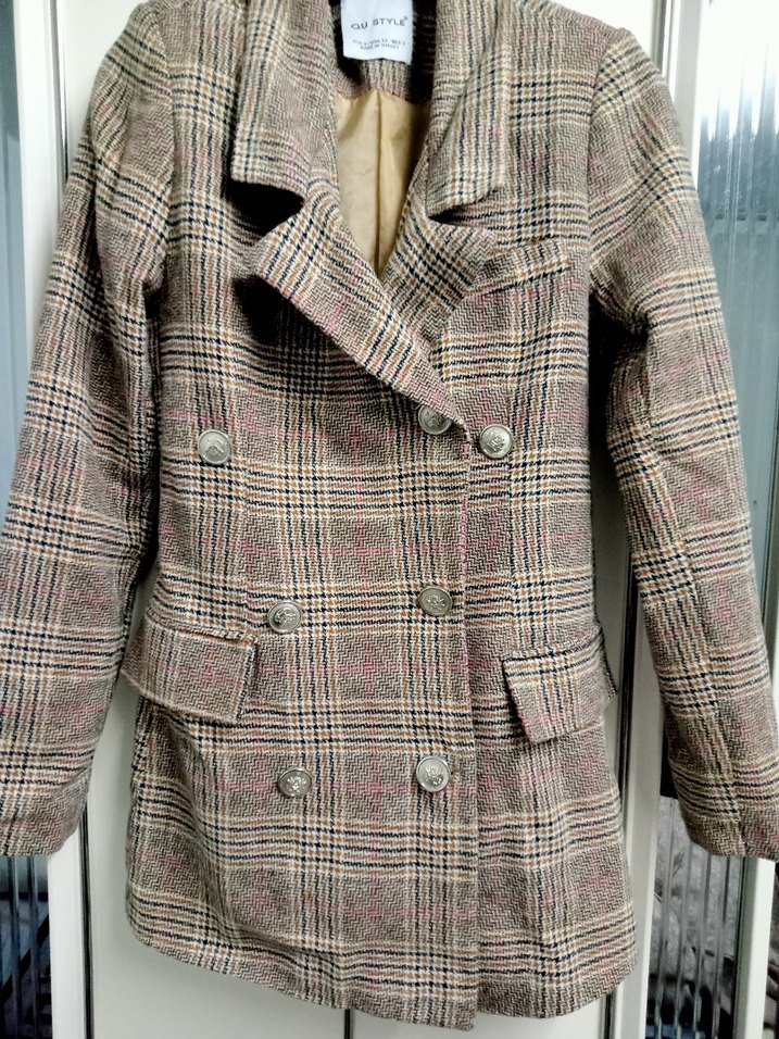 Düğmeli, Midi Boy Kadın Bej Blazer Ceket - Görsel 2