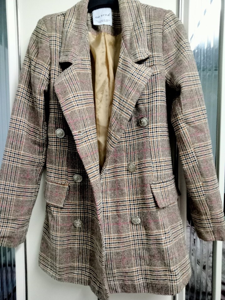 Düğmeli, Midi Boy Kadın Bej Blazer Ceket - Görsel 3