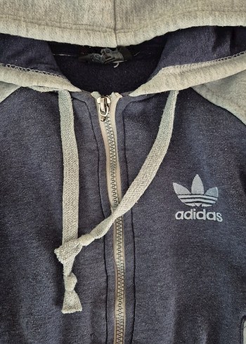 gri kapüşonlu fermuarlı ceket - Görsel 2