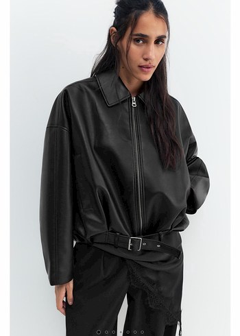 Pull and bear deri ceket - Görsel 2