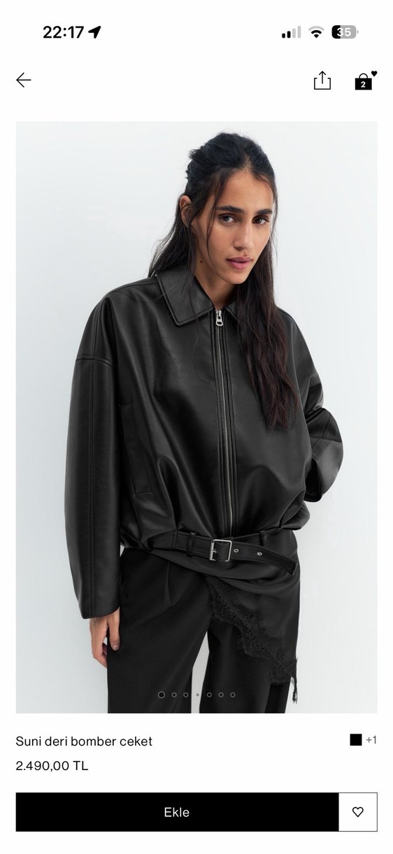 Pull and bear deri ceket - Görsel 2