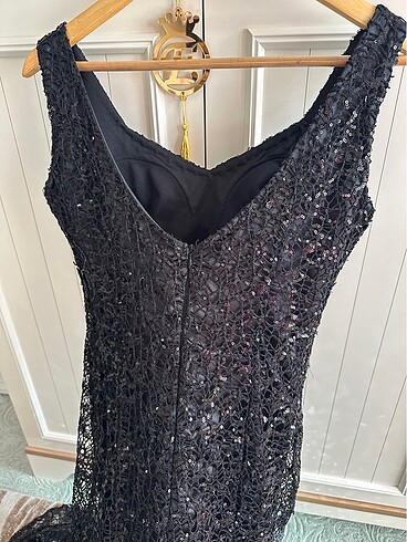 Siyah balık model gece elbisesi - Görsel 9