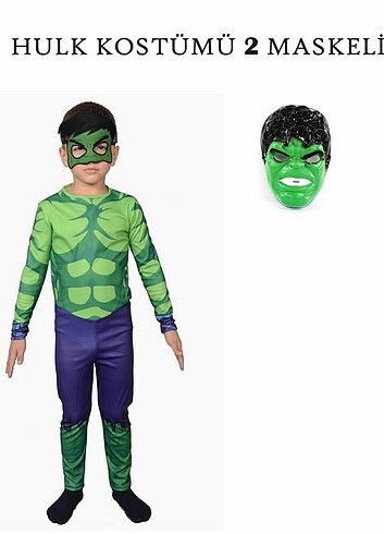 Hulk Çift Maskeli Çocuk Kostümü