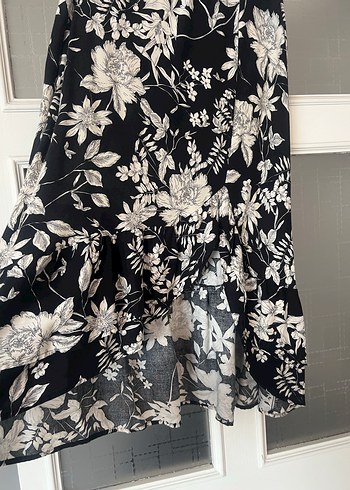 Bohem Siyah Çiçek Desenli Uzun Etek - Görsel 3