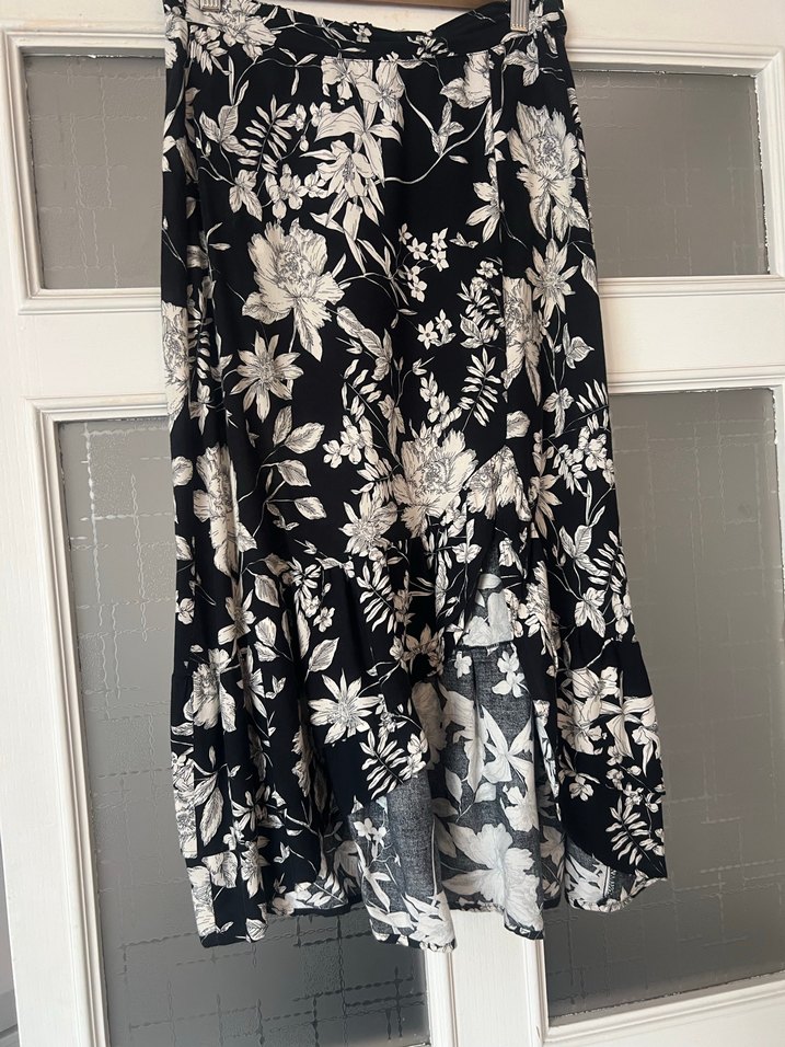 Bohem Siyah Çiçek Desenli Uzun Etek - Görsel 2