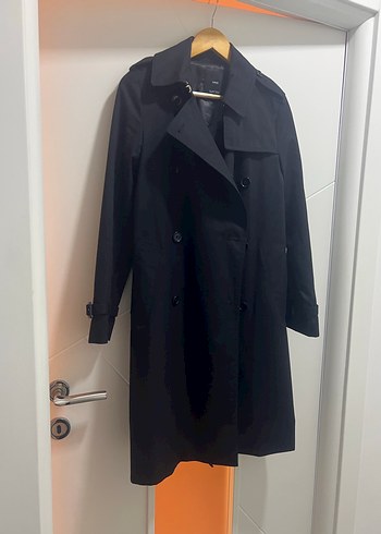 Siyah Kadın Midi Denim Trençkot - Görsel 4