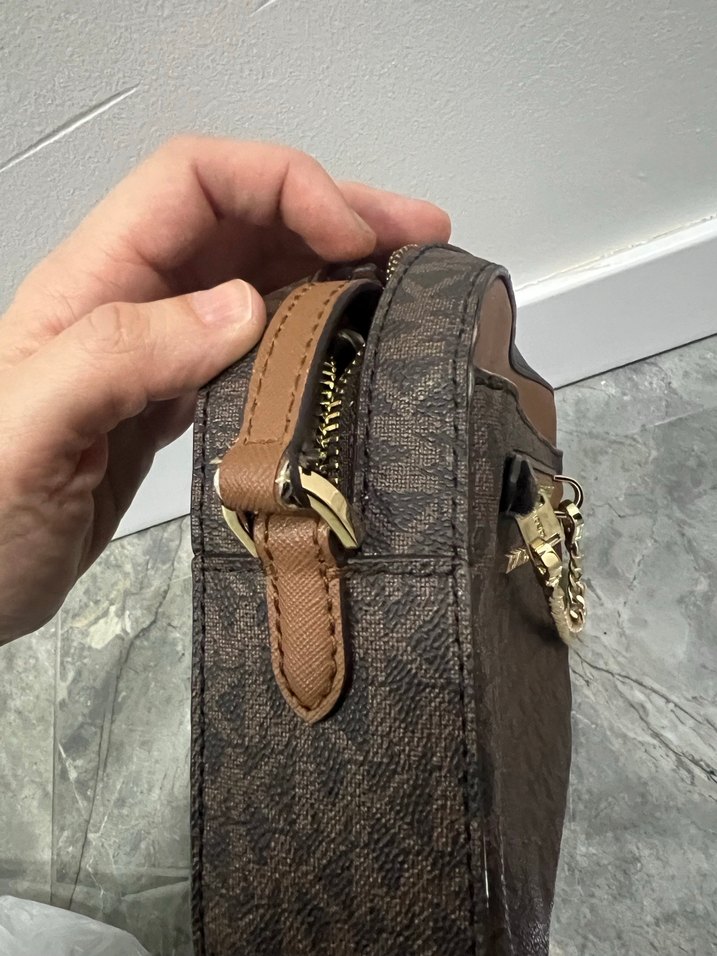 Zincir Detaylı Kahverengi Deri Kadın Çapraz Çanta - Görsel 5