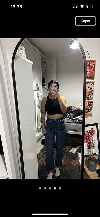 36 Beden lacivert Renk mango yüksek bel mom jean