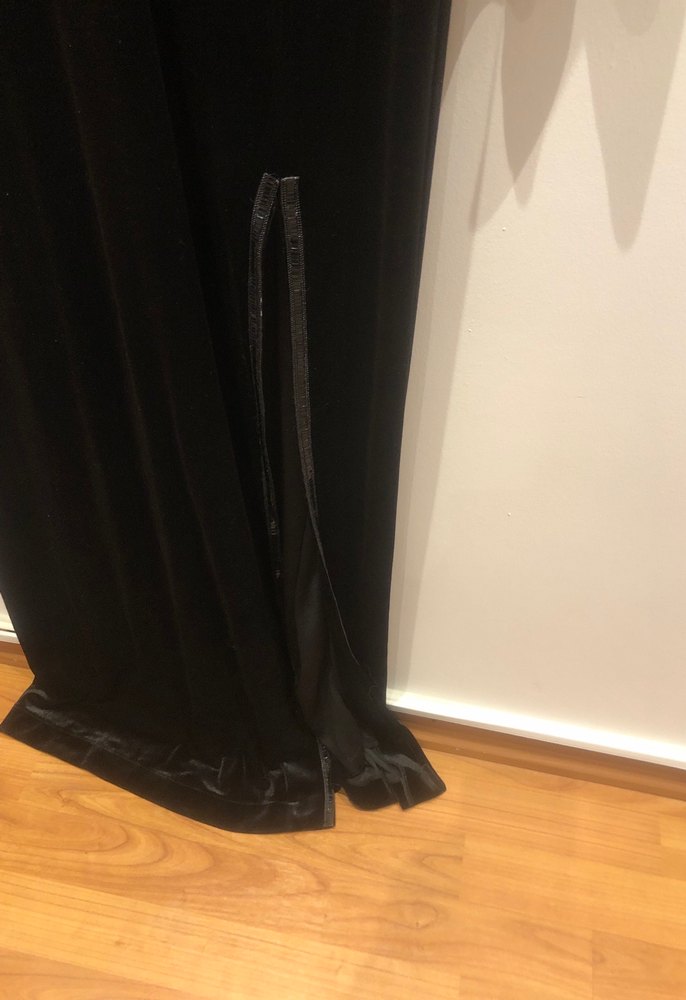 Uzun Siyah V Yaka, kadife abiye elbise - Görsel 4