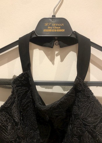 Network marka 40 beden siyah boyundan bağlı önü dantel abiye - Görsel 3