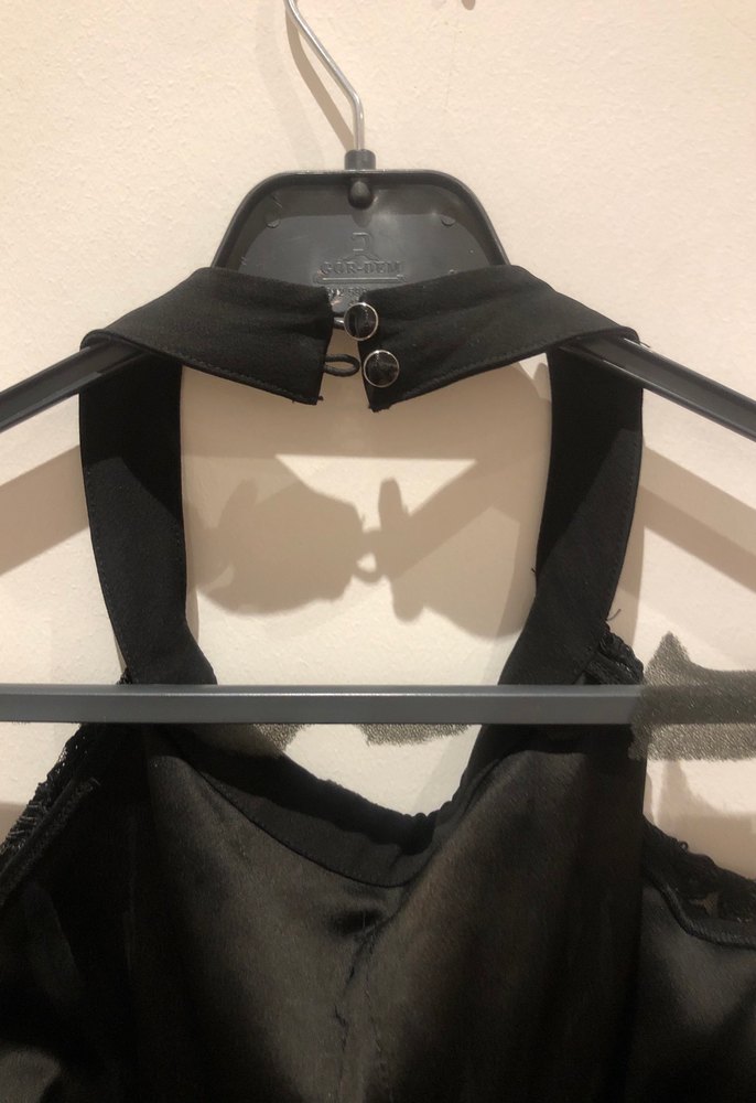 Network marka 40 beden siyah boyundan bağlı önü dantel abiye - Görsel 4