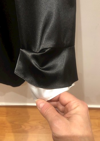 Derishow,40 beden,tek kolu saten, siyah beyaz şık elbise - Görsel 5