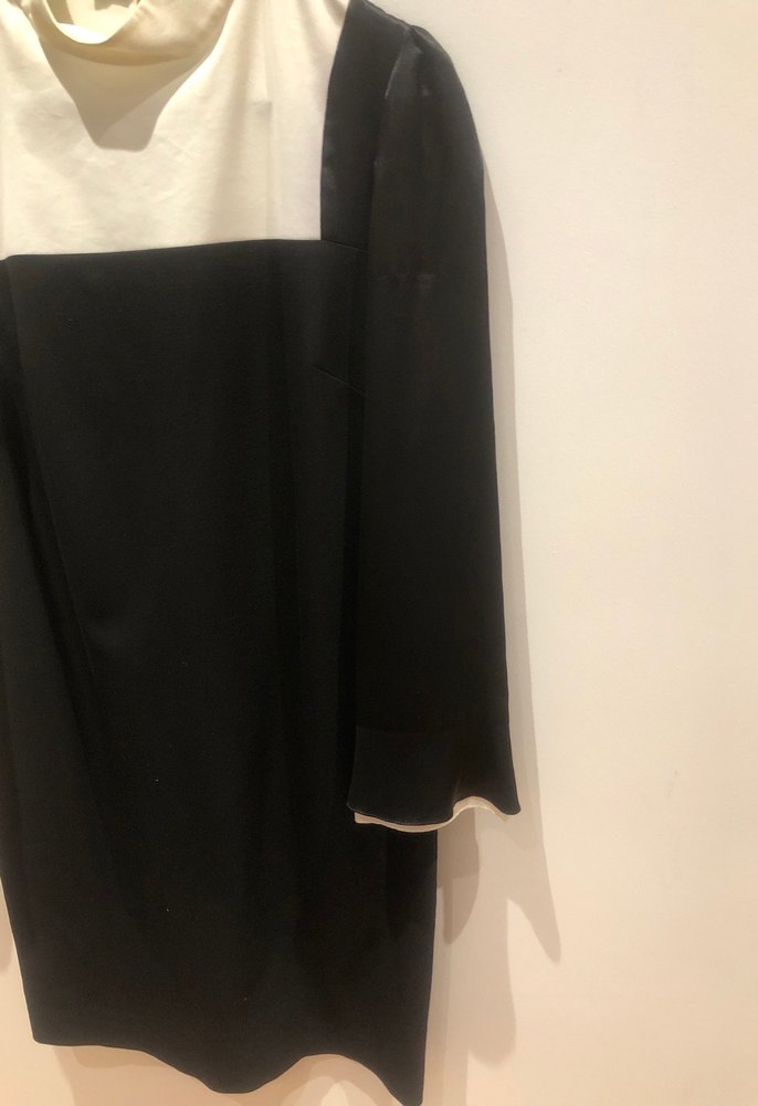 Derishow,40 beden,tek kolu saten, siyah beyaz şık elbise - Görsel 4