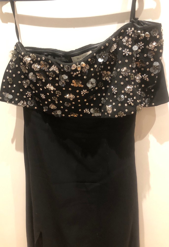 İpekyol marka, 40 beden, tek omuzlu, önü payetli gece elbisesi - Görsel 3