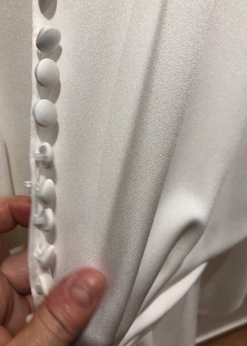 Vakko 38 beden beyaz mini abiye kollar etek volanlı arka düğmeli - Görsel 6