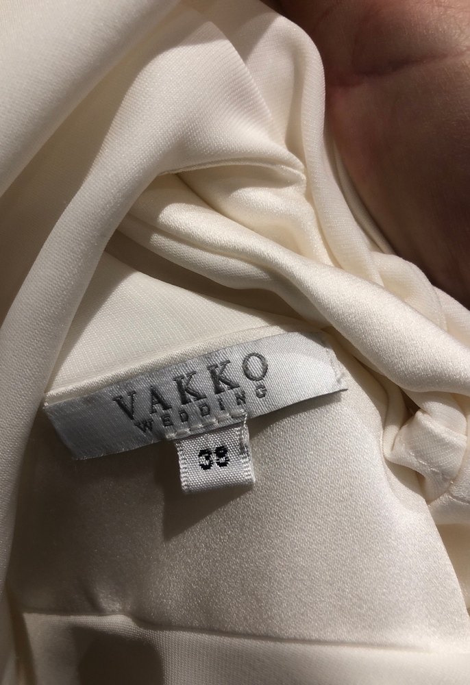 Vakko 38 beden beyaz mini abiye kollar etek volanlı arka düğmeli - Görsel 4