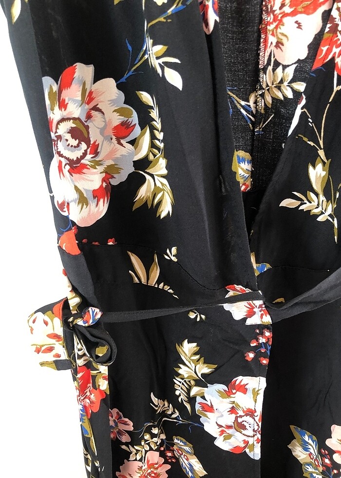 Koton desenli v yaka kolsuz önden bağlamalı bel kısmı kemerli el - Görsel 2