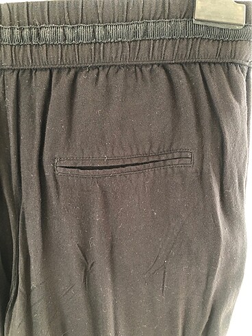 Mango siyah bel lastikli bağcıklı yan cepli bol kesim rahat pant - Görsel 3