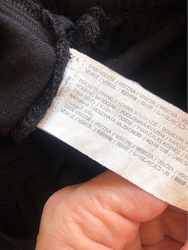 Mango siyah bel lastikli bağcıklı yan cepli bol kesim rahat pant - Görsel 6