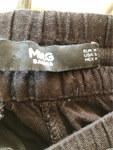 Mango siyah bel lastikli bağcıklı yan cepli bol kesim rahat pant - Görsel 5