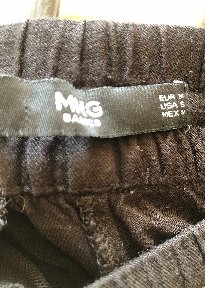 Mango siyah bel lastikli bağcıklı yan cepli bol kesim rahat pant - Görsel 5