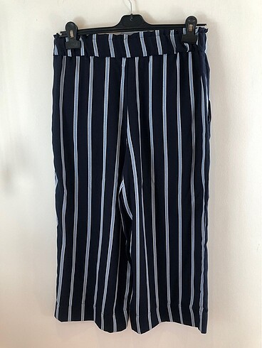 HM lacivert mavi beyaz çizgili beli lastikli bol kesim yan cepli - Görsel 4
