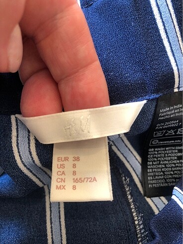 HM lacivert mavi beyaz çizgili beli lastikli bol kesim yan cepli - Görsel 5