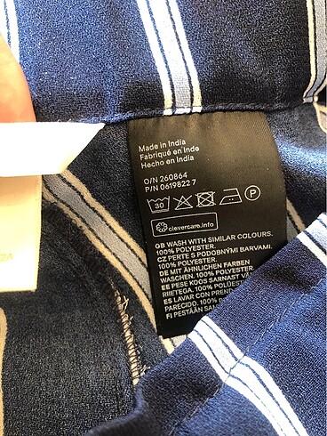 HM lacivert mavi beyaz çizgili beli lastikli bol kesim yan cepli - Görsel 6